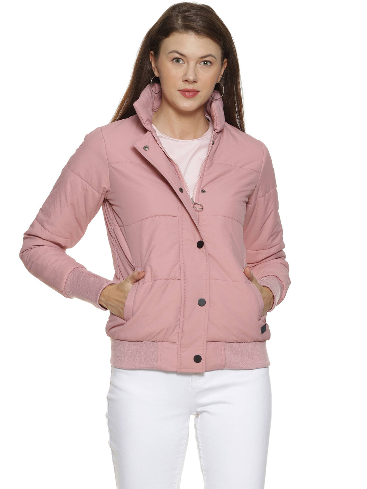 Pink Stylish Puffer Jacket | JC78 - view 1