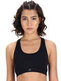 Women Black Solid Non-Wired Lightly Padded Workout Bra | sb09 - view 1