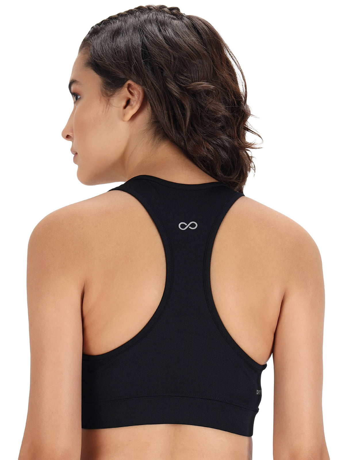 Women Black Solid Non-Wired Lightly Padded Workout Bra | sb09 - view 2