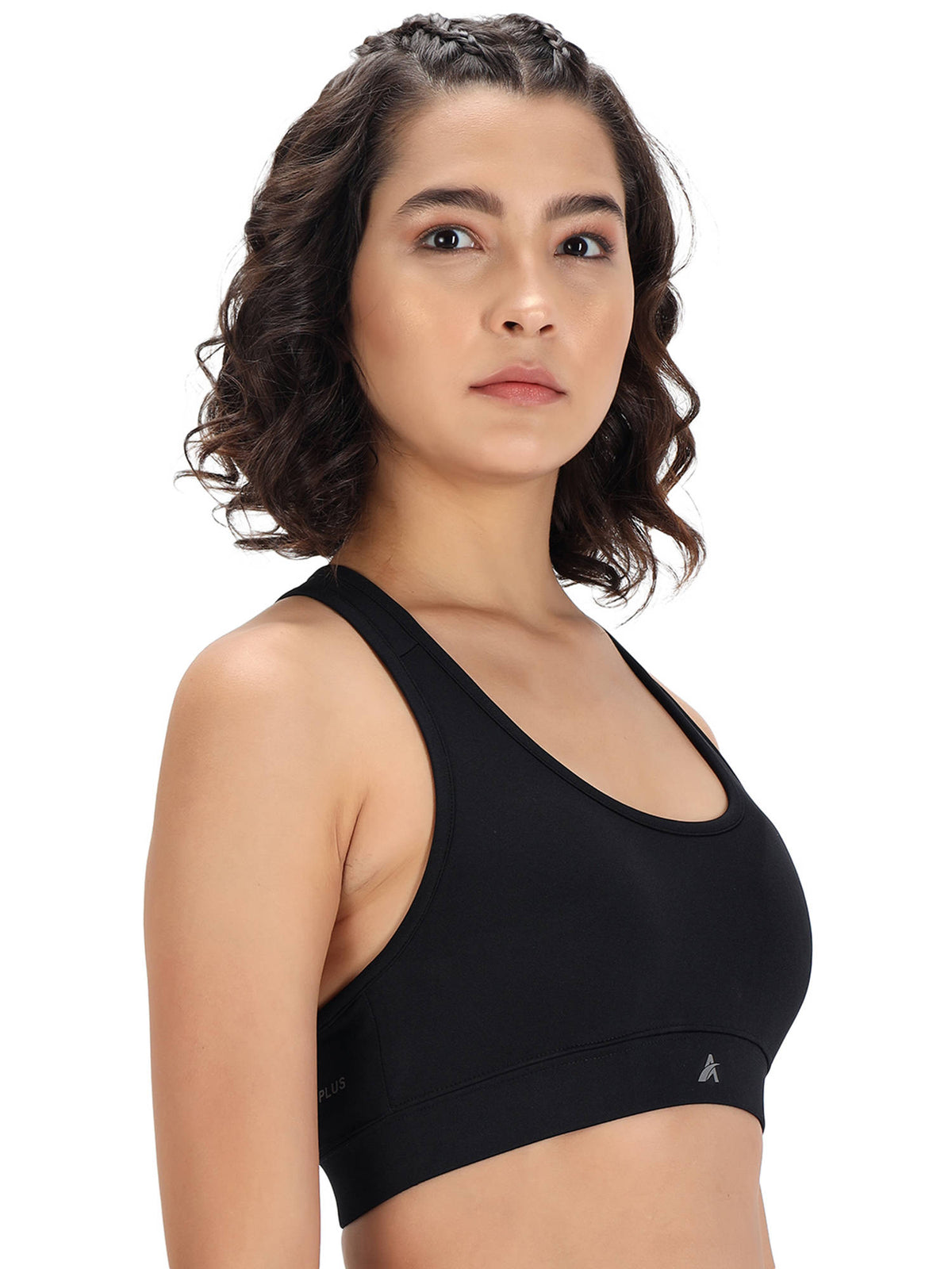Women Black Solid Non-Wired Lightly Padded Workout Bra | sb09 - view 4