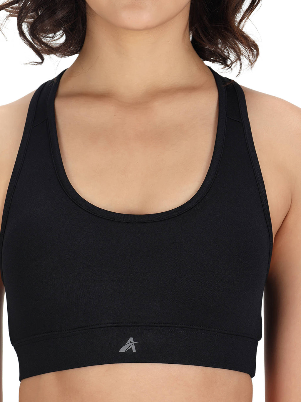 Women Black Solid Non-Wired Lightly Padded Workout Bra | sb09 - view 5