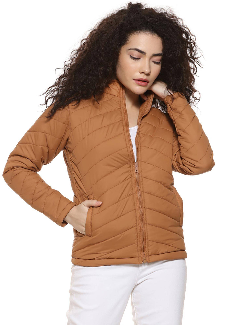 Olive Solid Puffer Jacket | JC78 - view 6