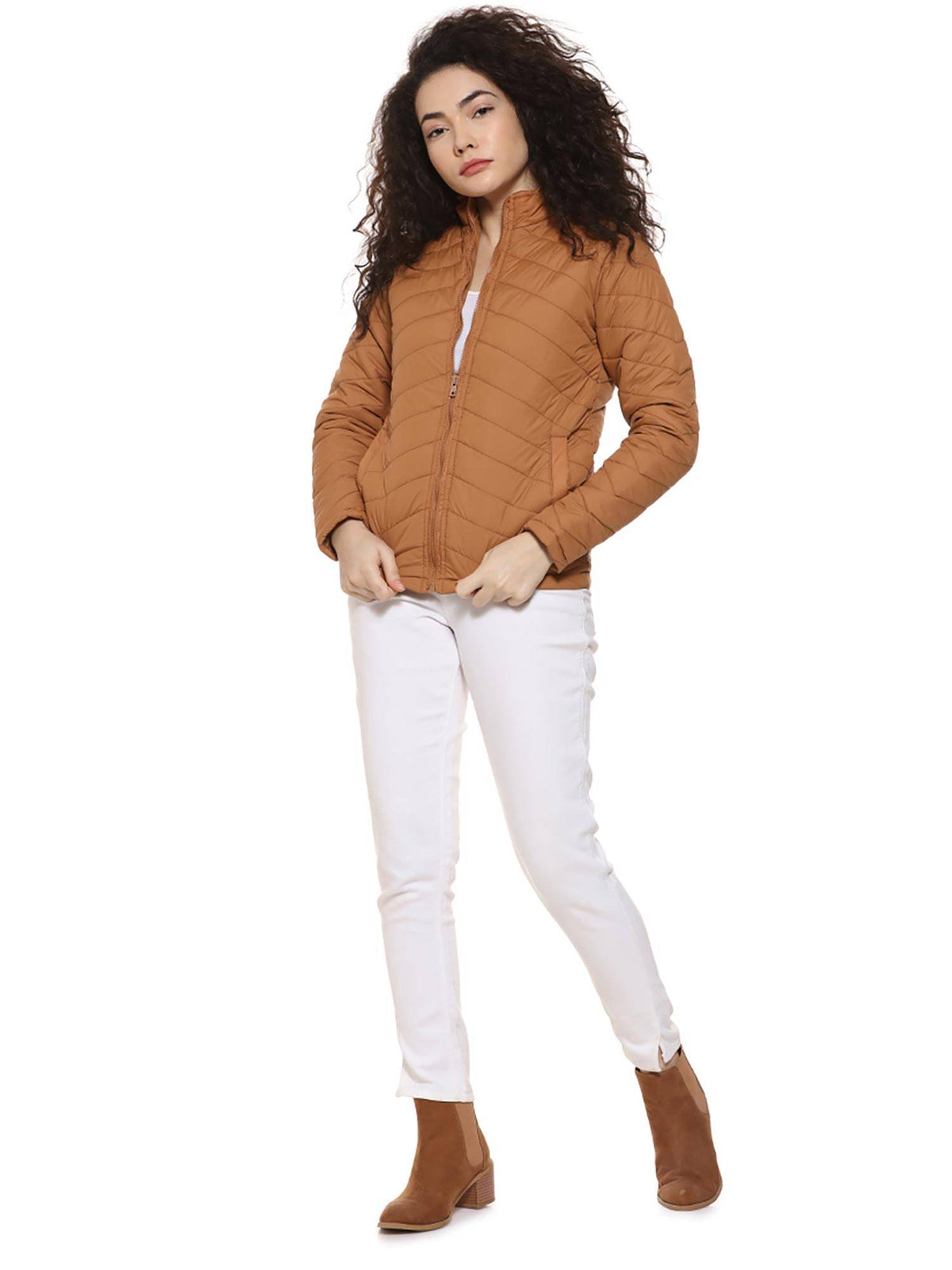 Olive Solid Puffer Jacket | JC78 - view 10
