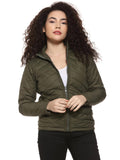 Olive Solid Puffer Jacket | JC78 - view 1