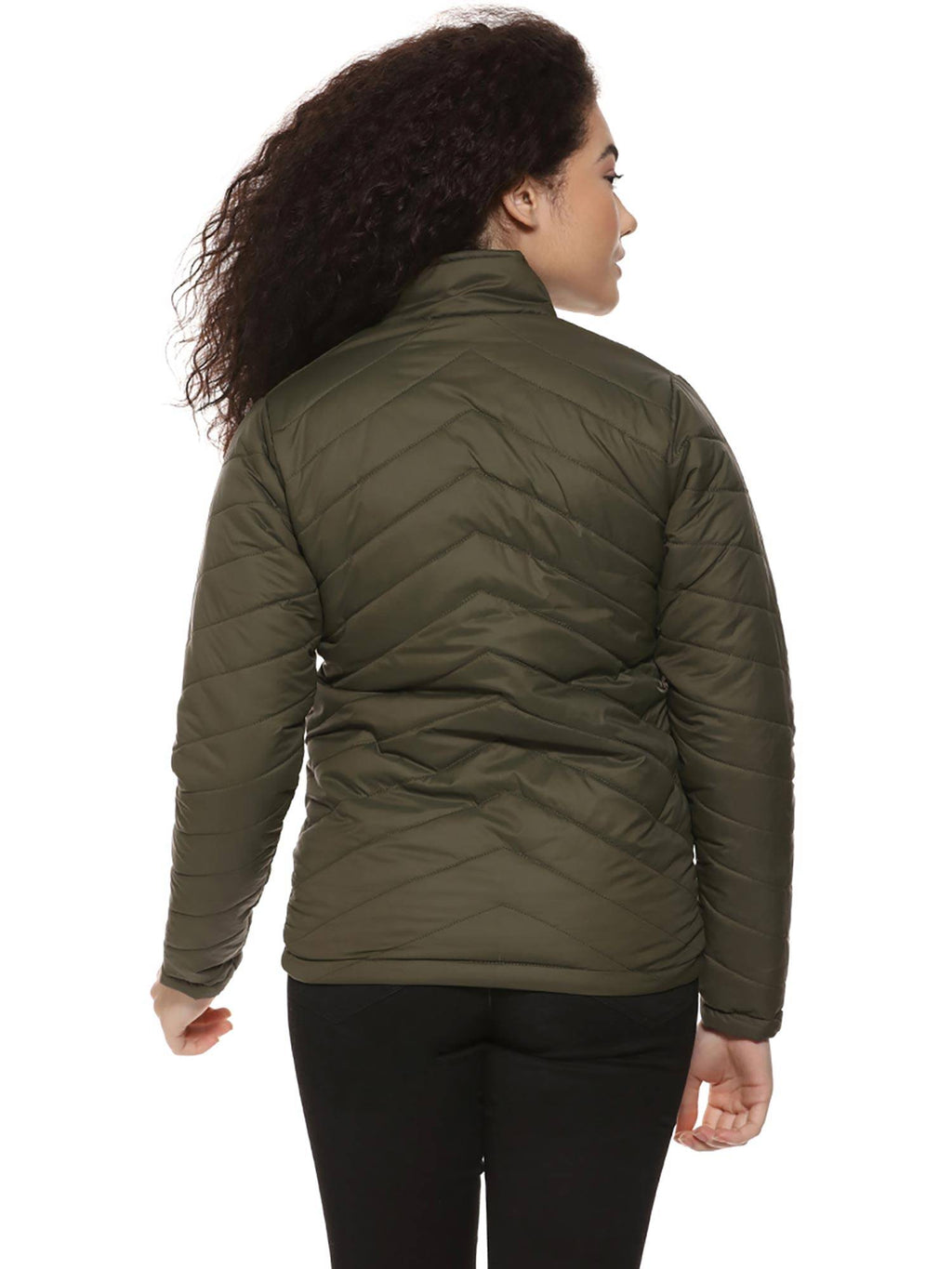 Olive Solid Puffer Jacket | JC78 - view 2