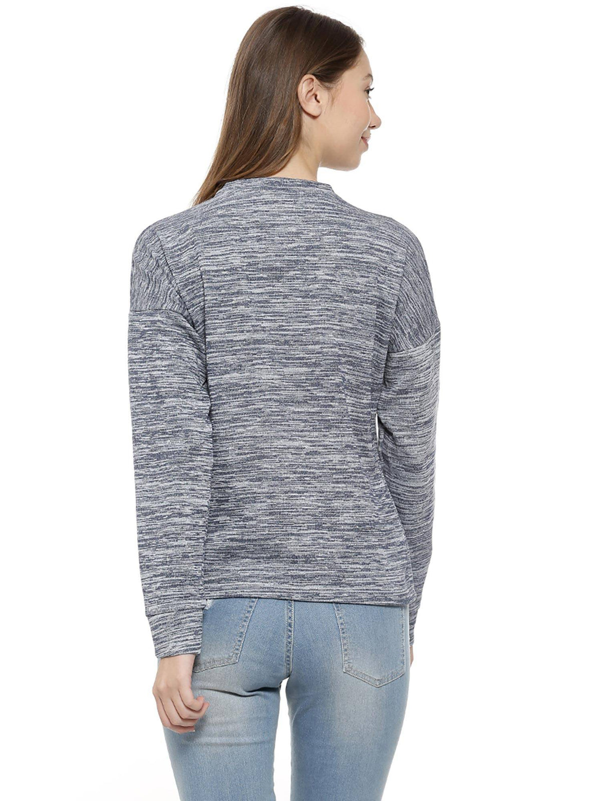 Blue Solid Sweatshirt | SS90 - view 2