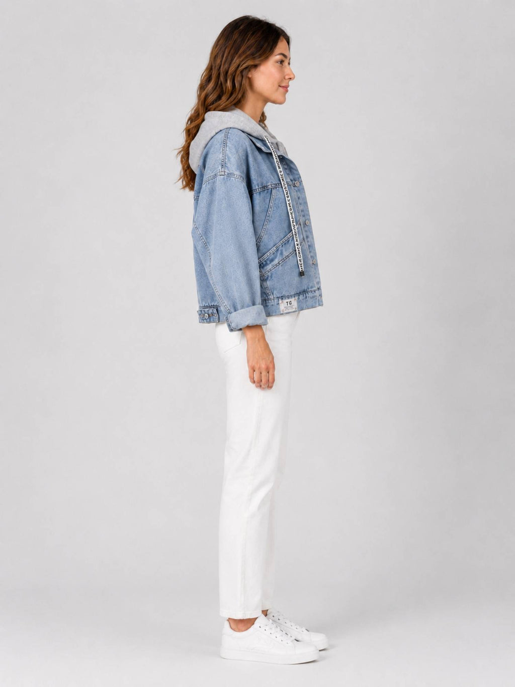 Athena Denim Blue Jacket with Hoodie Cap | JC78 - view 3