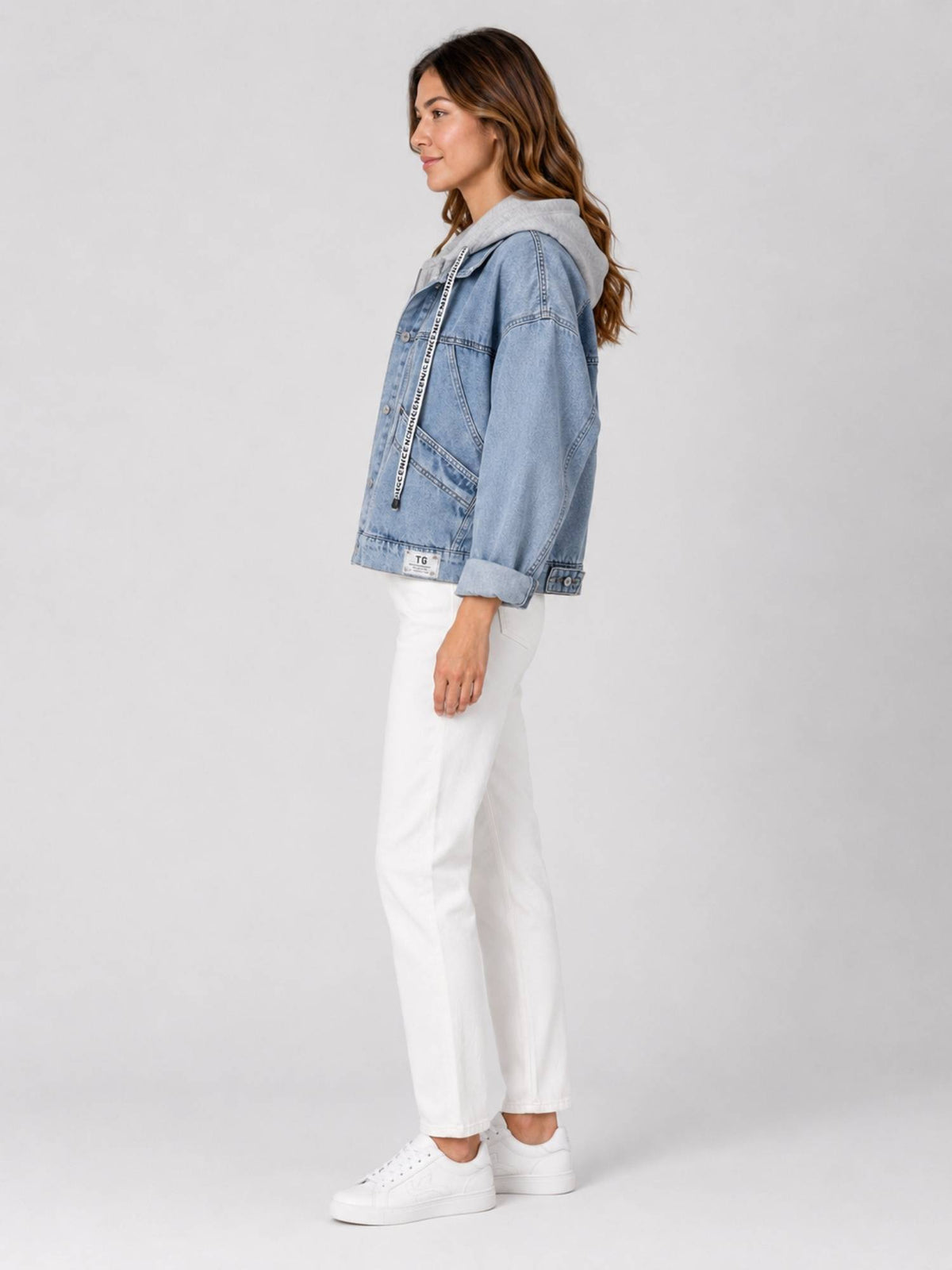 Athena Denim Blue Jacket with Hoodie Cap | JC78 - view 4