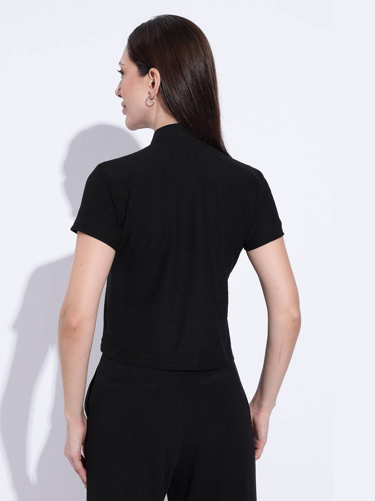 Black Noir Keyhole Mandarin Top | CT61 - view 5