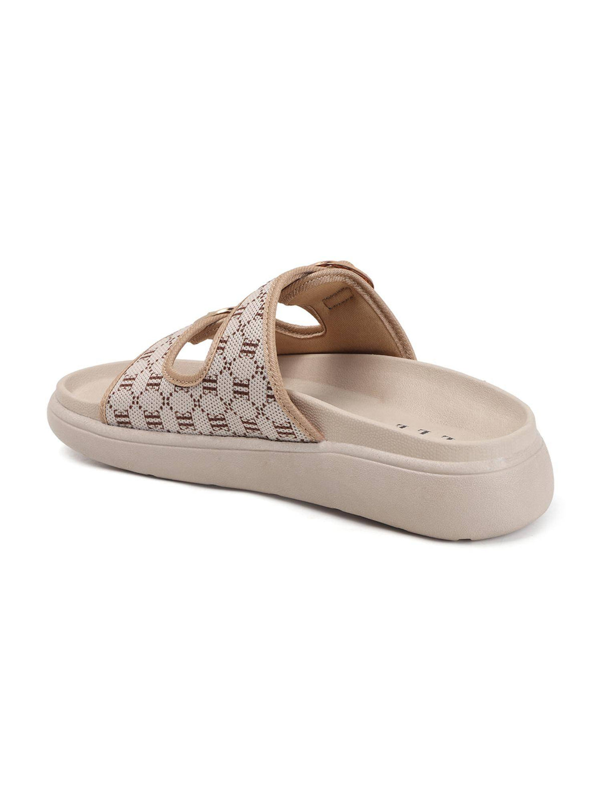Women Patterned Double Strap Adjustable Buckle Beige Sandals | SD89 - view 5