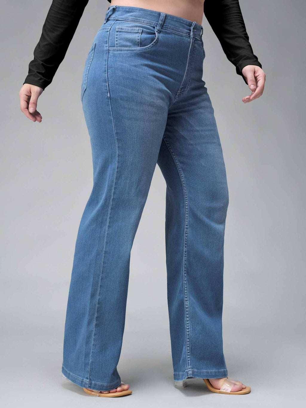 Blue Solid/Plain Straight Jeans | ST23 - view 2
