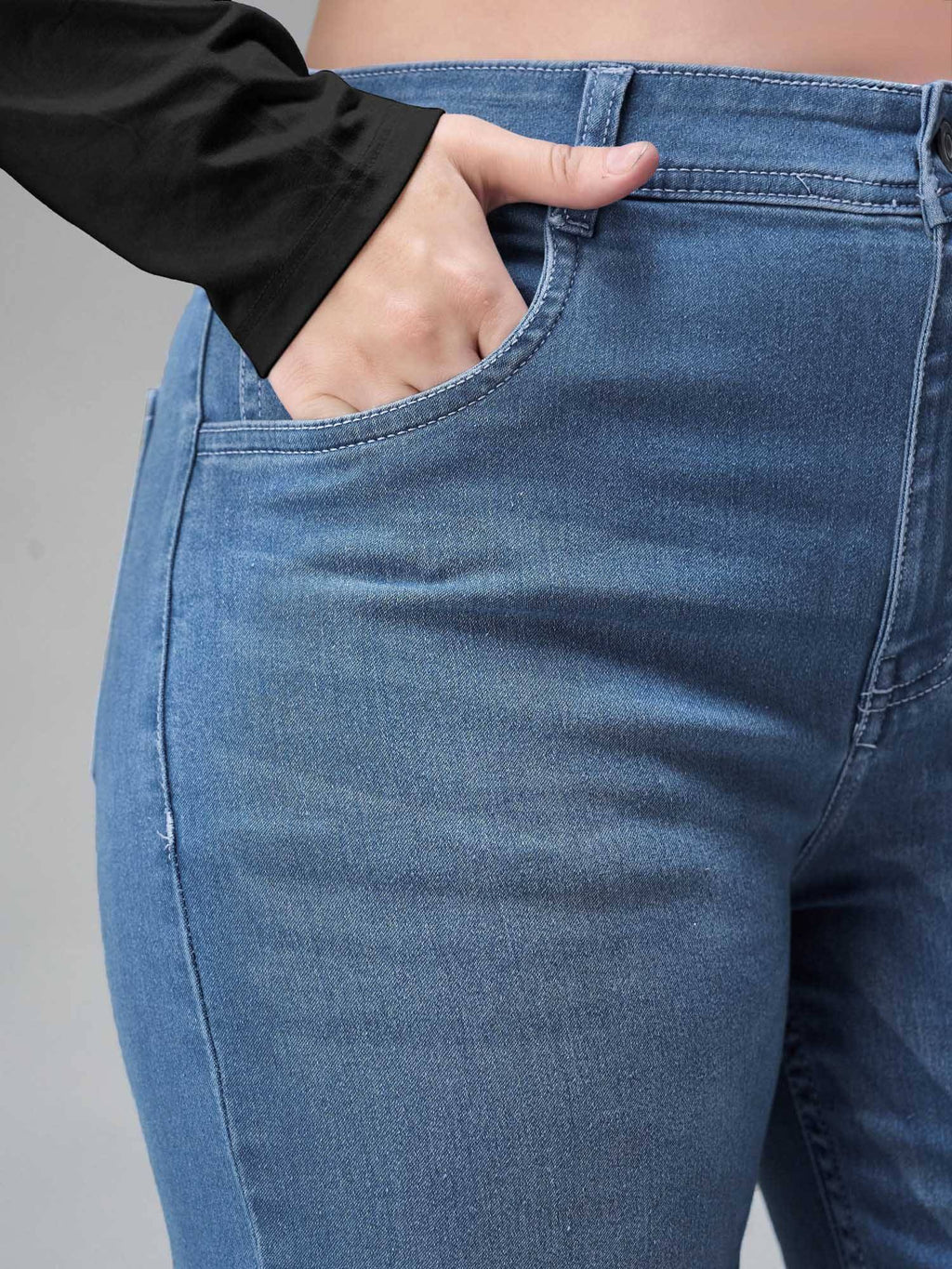 Blue Solid/Plain Straight Jeans | ST23 - view 4