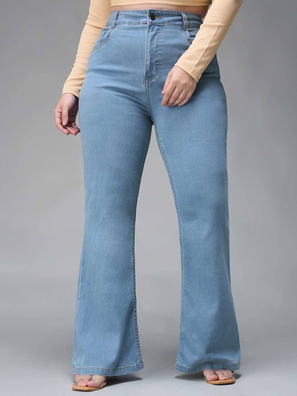 Blue Solid/Plain Bootcut Jeans | BT10 - view 1