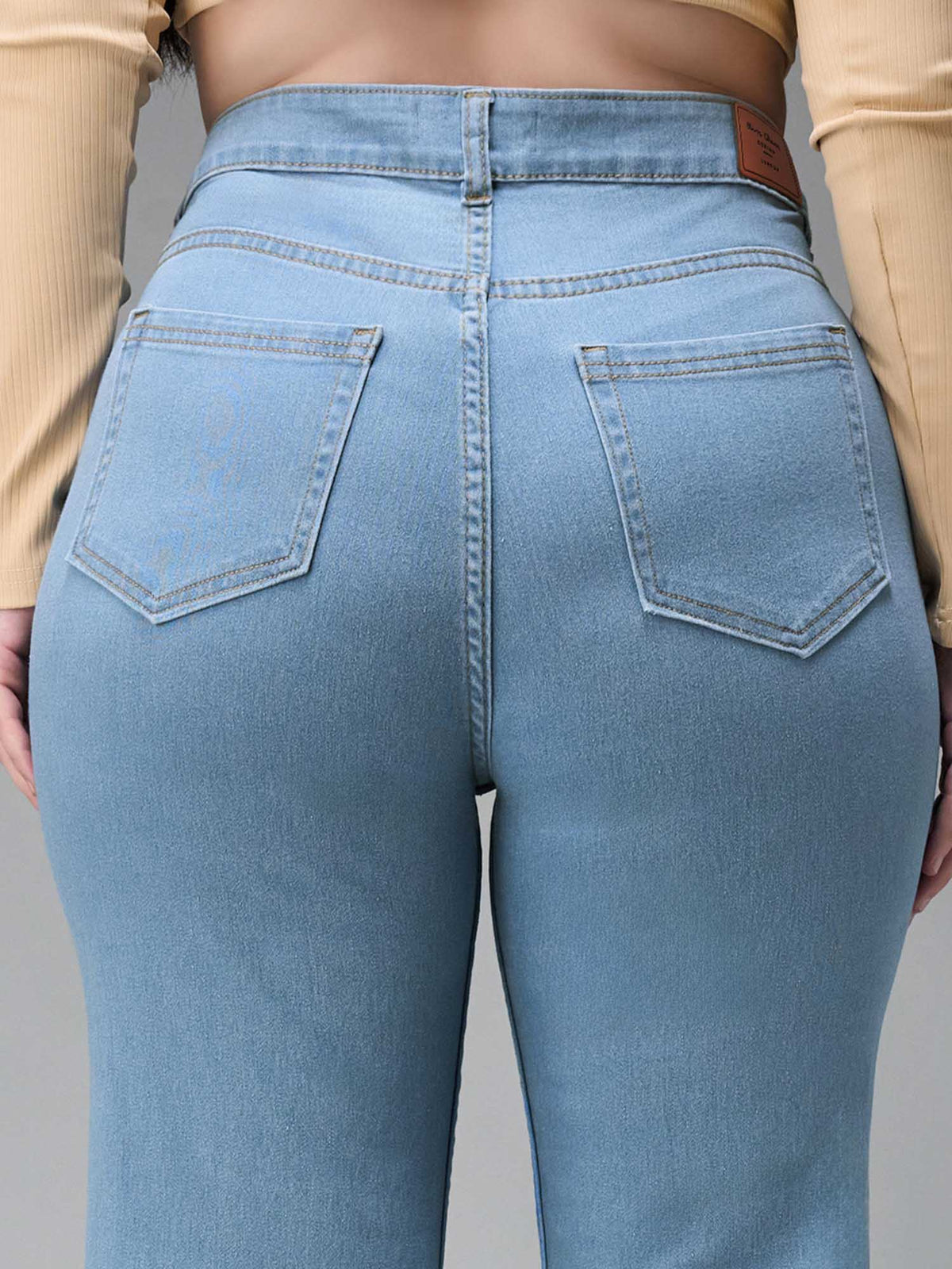 Blue Solid/Plain Bootcut Jeans | BT10 - view 3