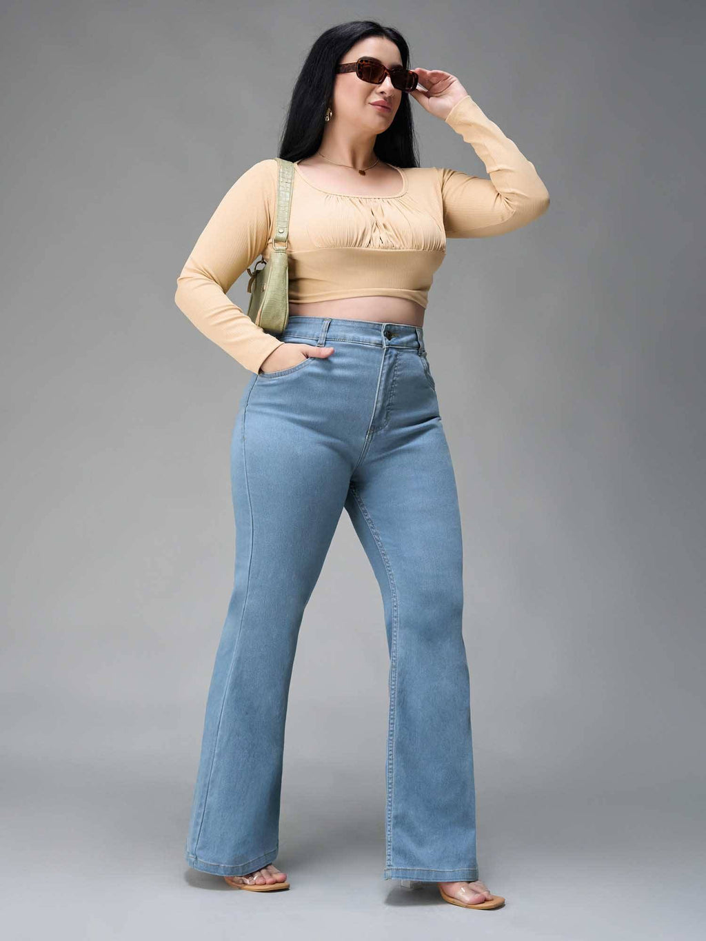 Blue Solid/Plain Bootcut Jeans | BT10 - view 4
