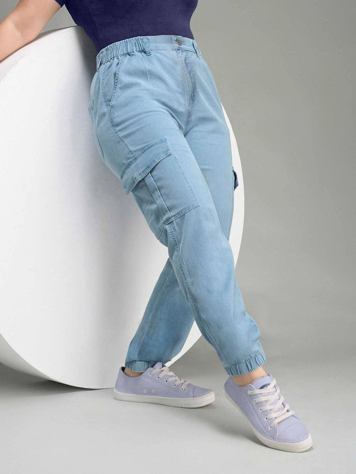 Blue Solid/Plain Regular Jeans | ST23 - view 3