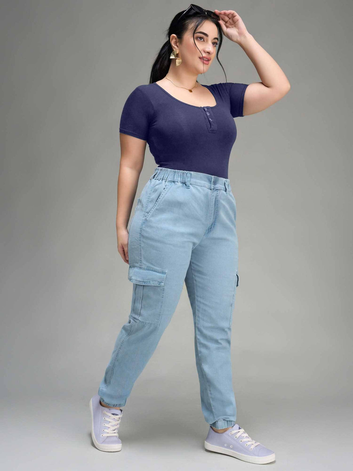 Blue Solid/Plain Regular Jeans | ST23 - view 6