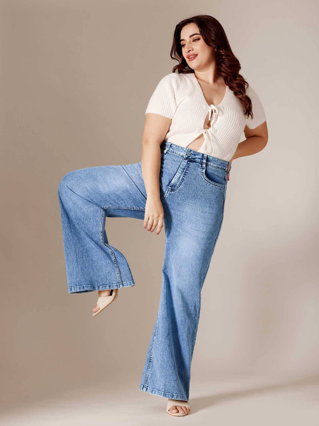 Blue Solid/Plain Wide Jeans | BG78 - view 5