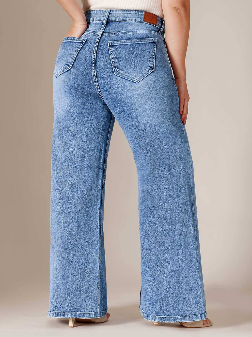 Blue Solid/Plain Wide Jeans | BG78 - view 6