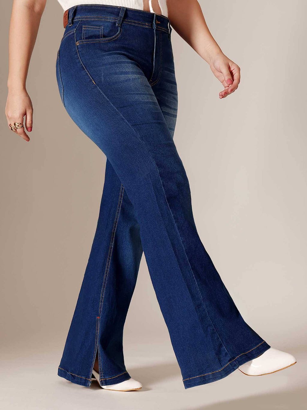 Blue Solid/Plain Bootcut Jeans | BT10 - view 5