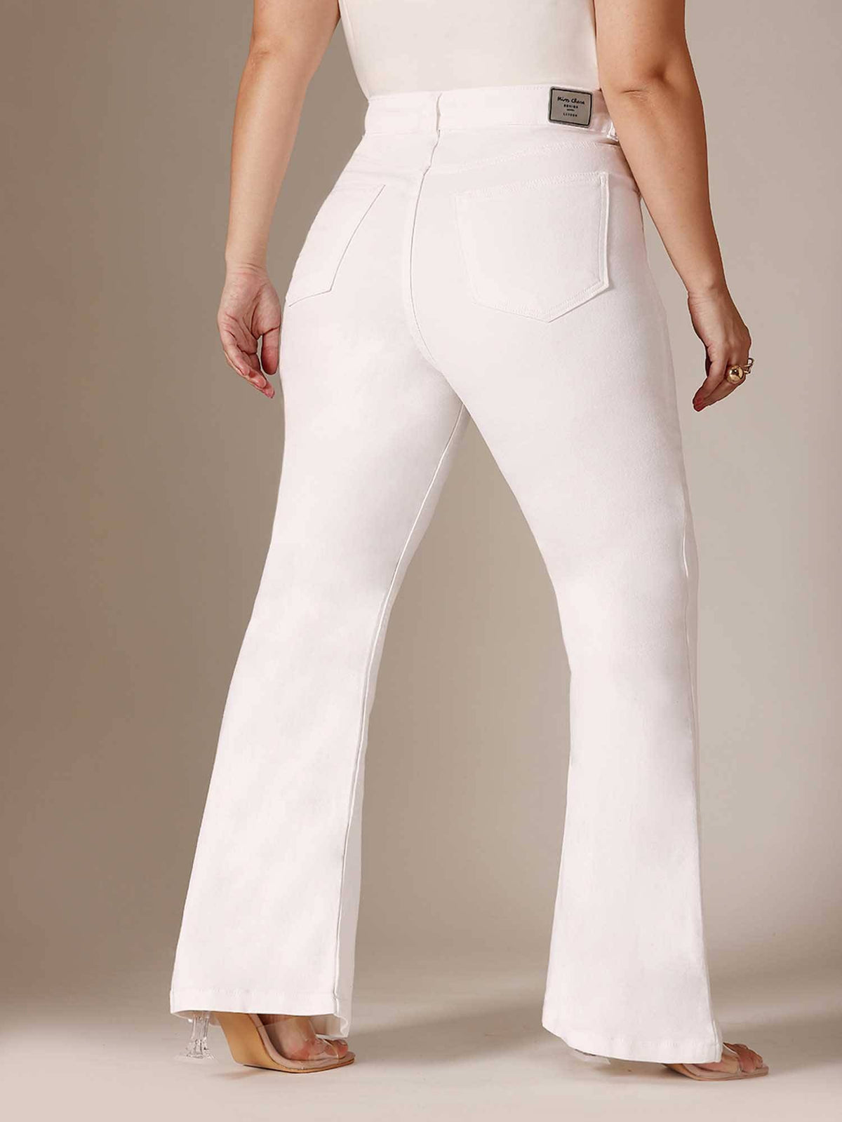 White Solid/Plain Bootcut Jeans | BT10 - view 4