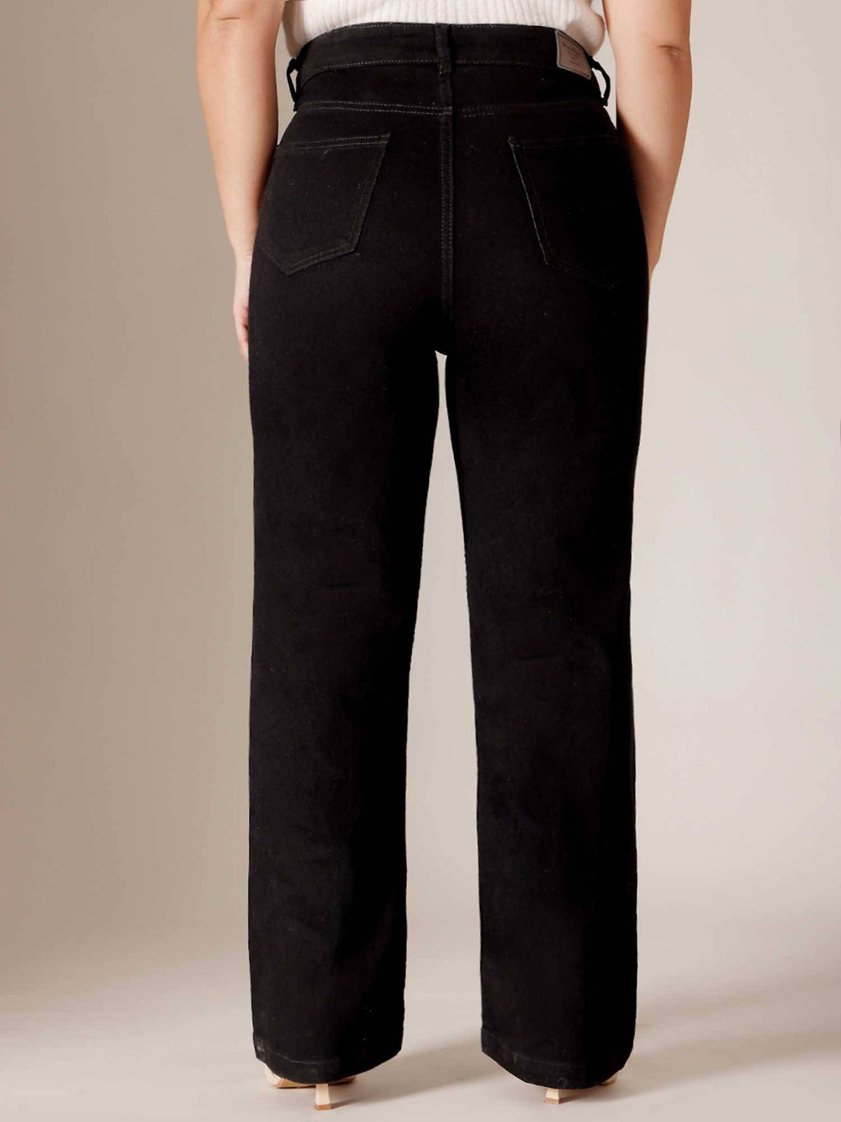 Black Solid/Plain Straight Jeans | ST23 - view 5