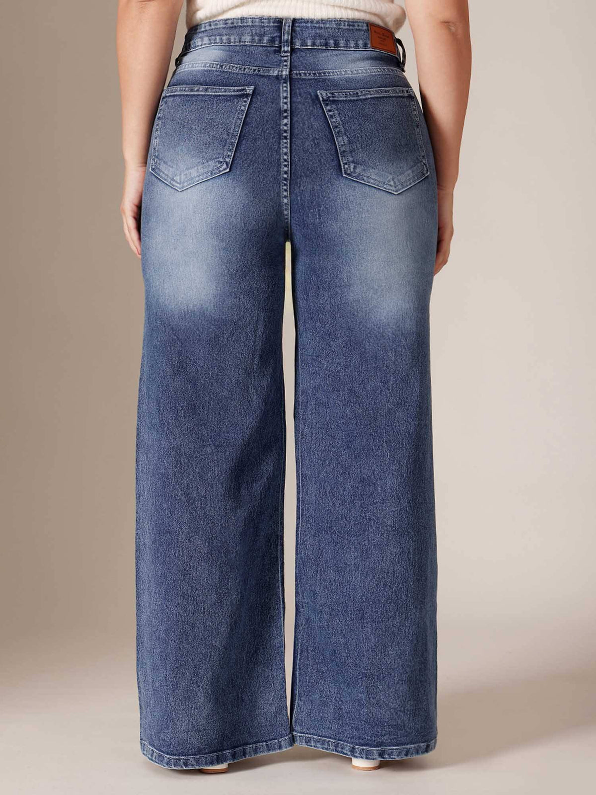 Blue Solid/Plain Wide Jeans | WL90 - view 5