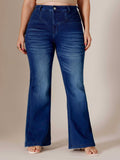 Navy Blue Solid/Plain Bootcut Jeans | BT10 - view 1