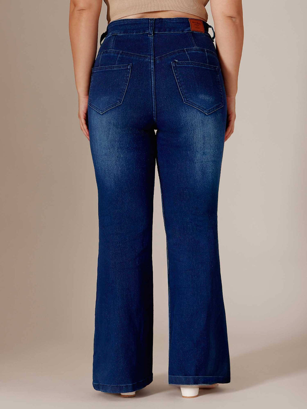 Navy Blue Solid/Plain Bootcut Jeans | BT10 - view 5