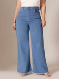 Blue Solid/Plain Wide Jeans | WL90 - view 1
