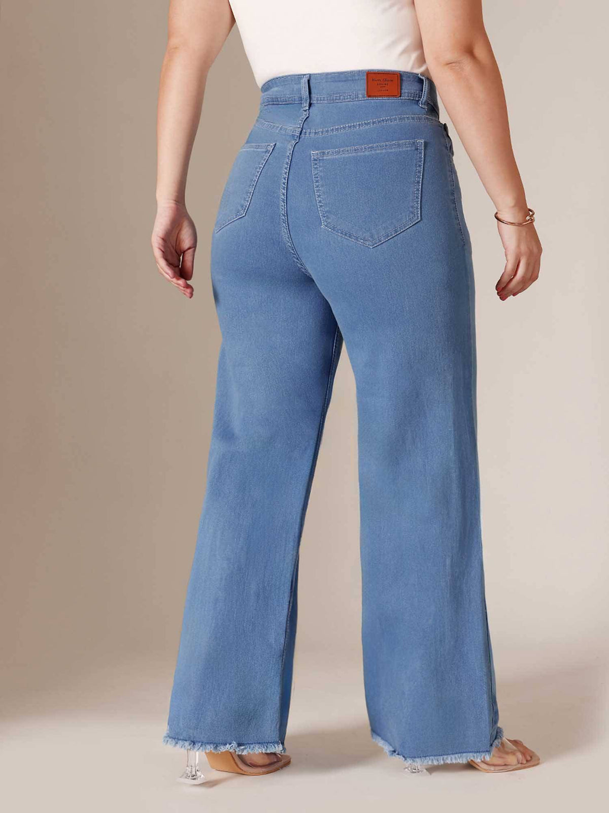 Blue Solid/Plain Wide Jeans | WL90 - view 4