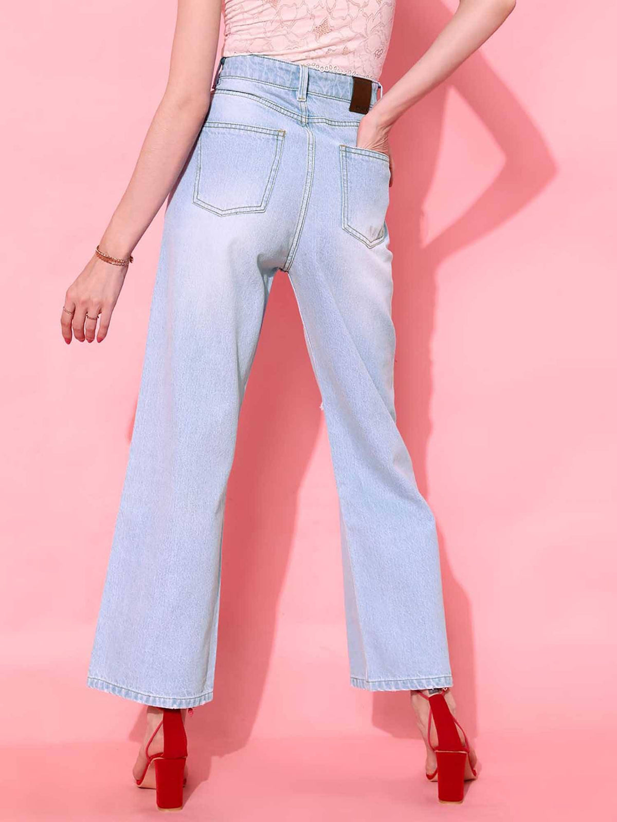 Blue Solid/Plain Straight Jeans | BT10 - view 5