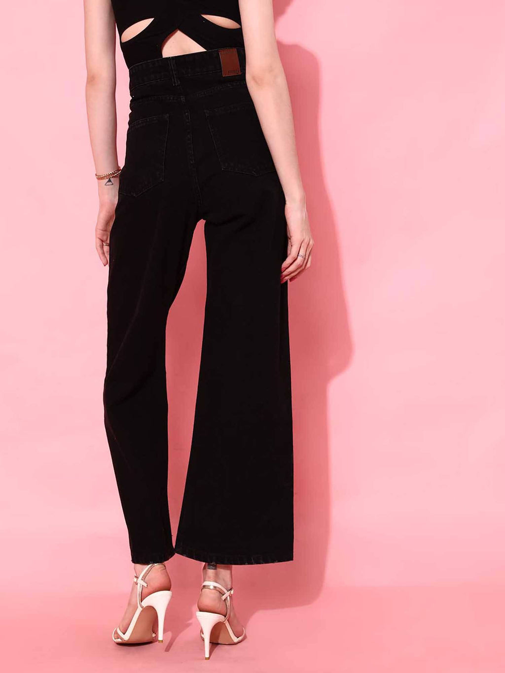Black Solid/Plain Straight Jeans | BT10 - view 5
