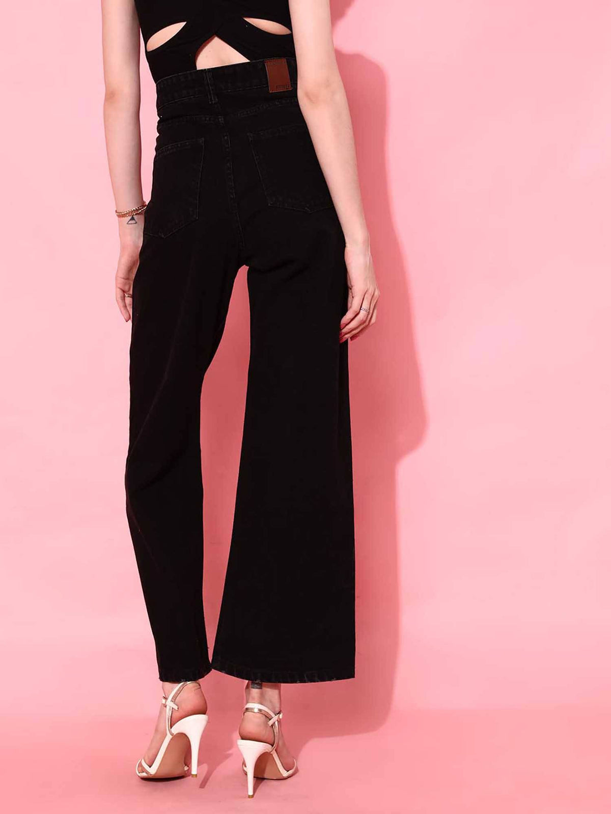 Black Solid/Plain Straight Jeans | BT10 - view 5