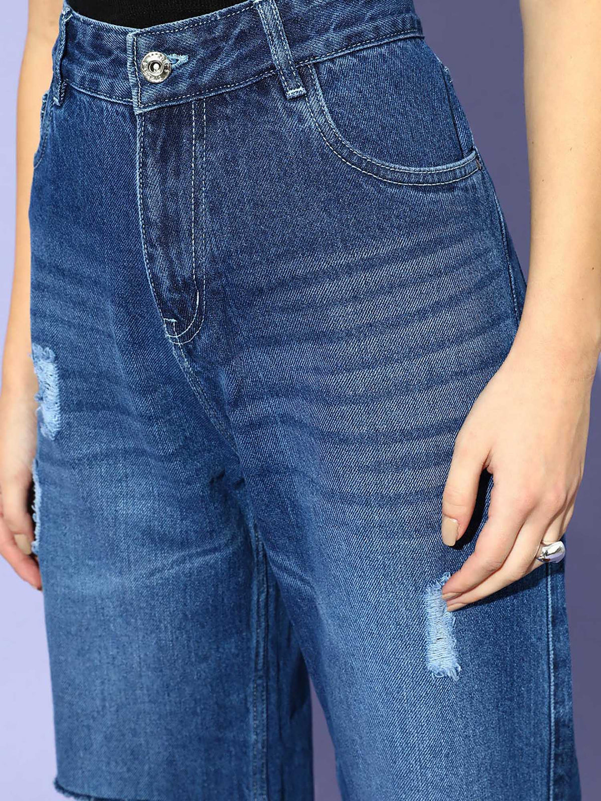 Blue Solid/Plain Bootcut Jeans | BT10 - view 4
