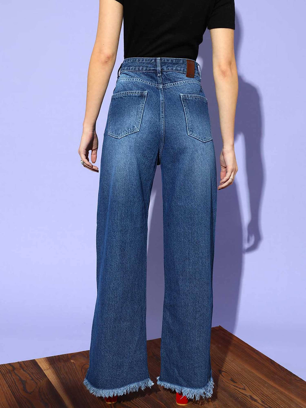 Blue Solid/Plain Bootcut Jeans | BT10 - view 5