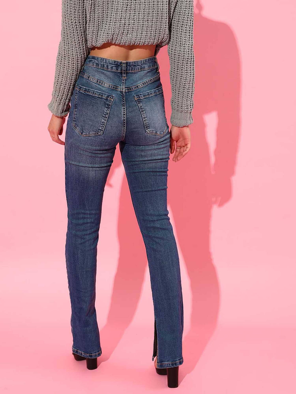 Blue Solid/Plain Bootcut Jeans | BT10 - view 5