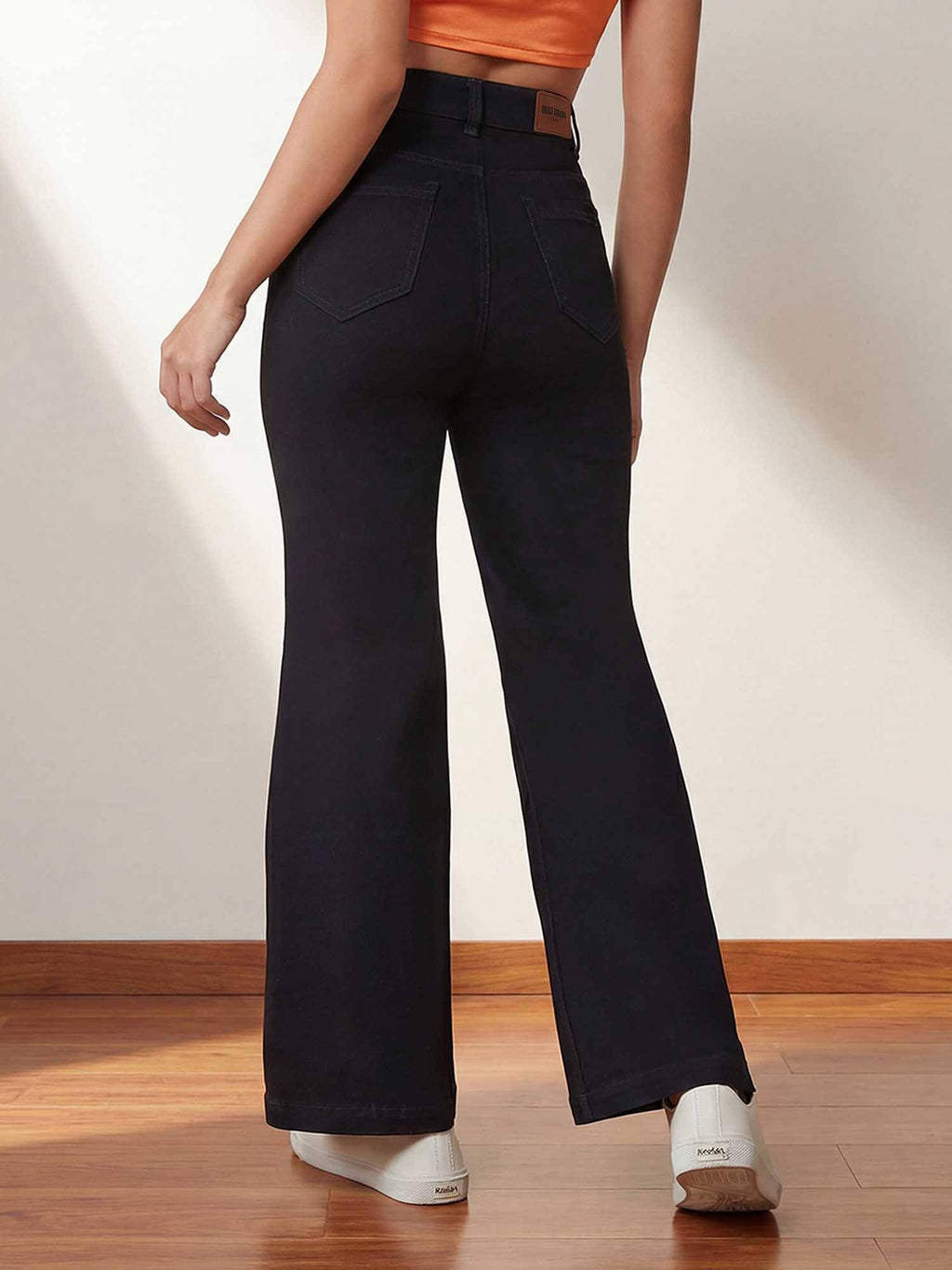Black Solid/Plain Bootcut Jeans | BT10 - view 3