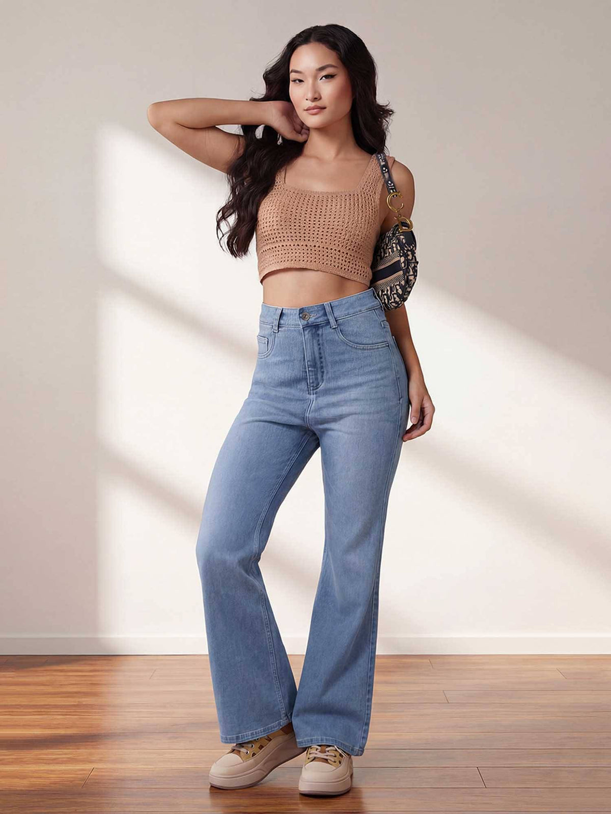 Blue Solid/Plain Bootcut Jeans | BT10 - view 2