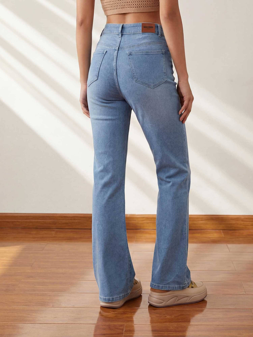 Blue Solid/Plain Bootcut Jeans | BT10 - view 4