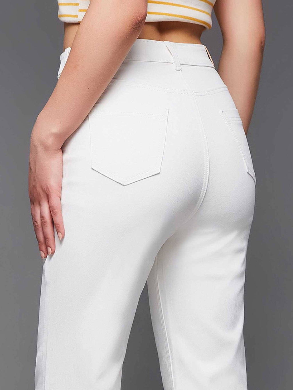 White Solid/Plain Bootcut Jeans | BT10 - view 2