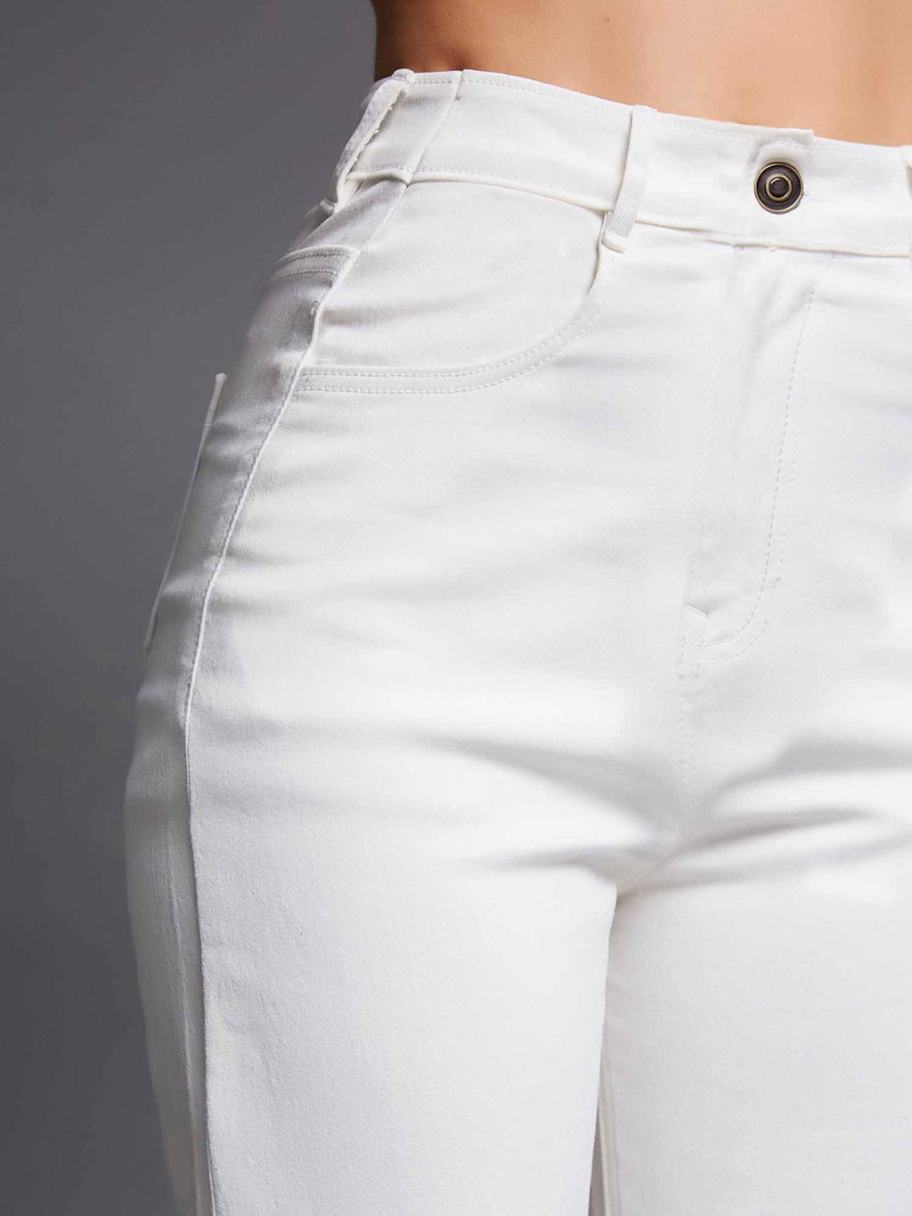 White Solid/Plain Bootcut Jeans | BT10 - view 3