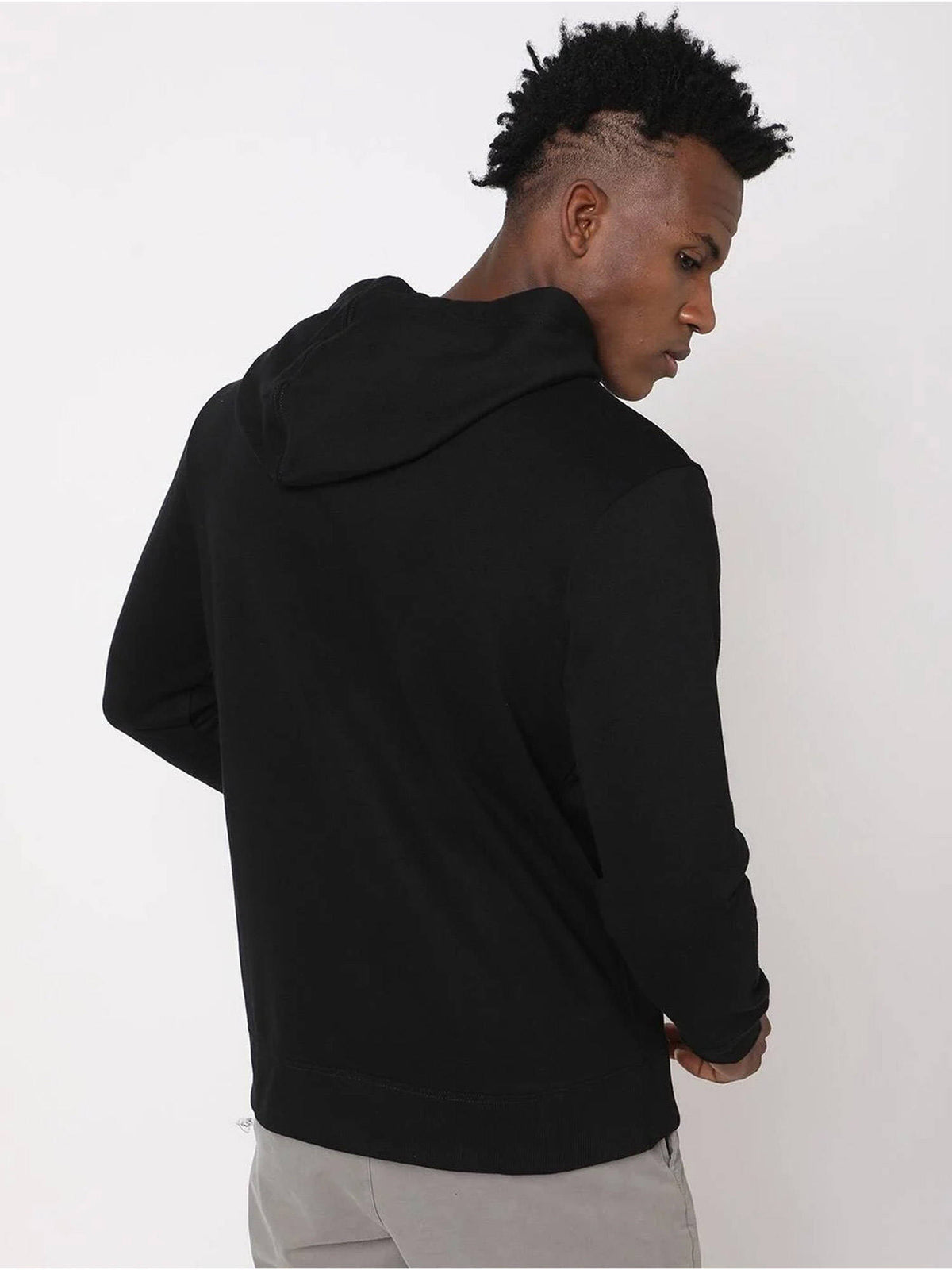 Black Men's Logo Print Hooded Full Sleeve Hoodie Sweatshirt | HD56 - view 2