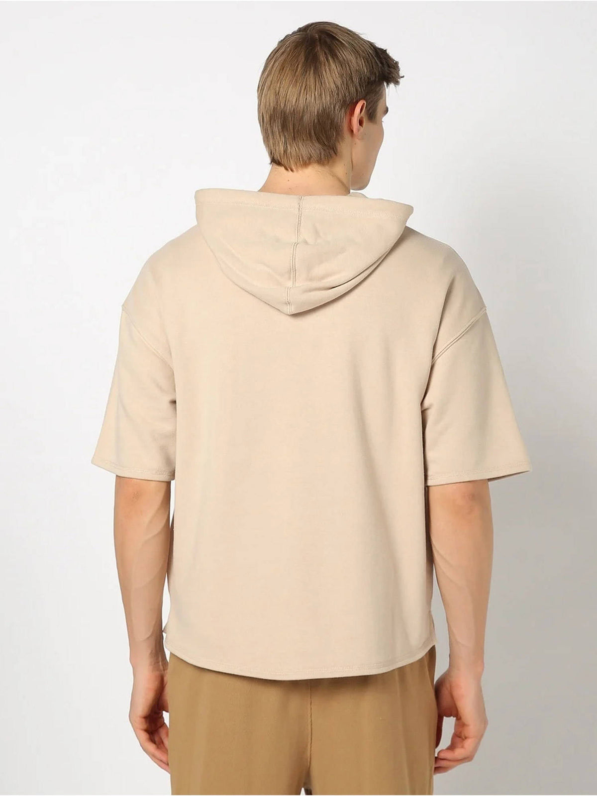 Biege Men's Logo Print Hooded Full Sleeve Sweatshirt | HD56 - view 2