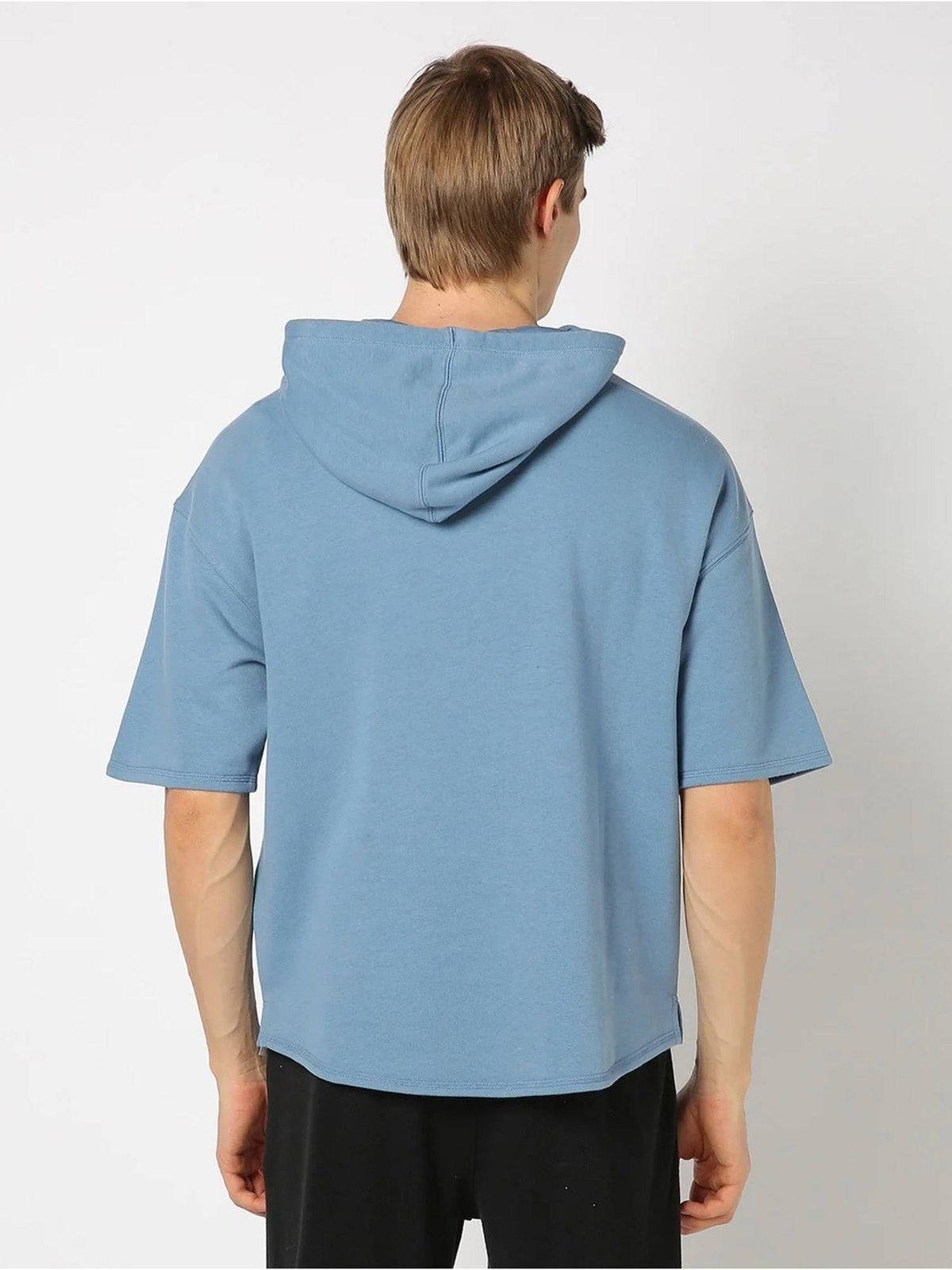 Blue Men's Logo Print Hooded Hoodie Sweatshirt | HD56 - view 2