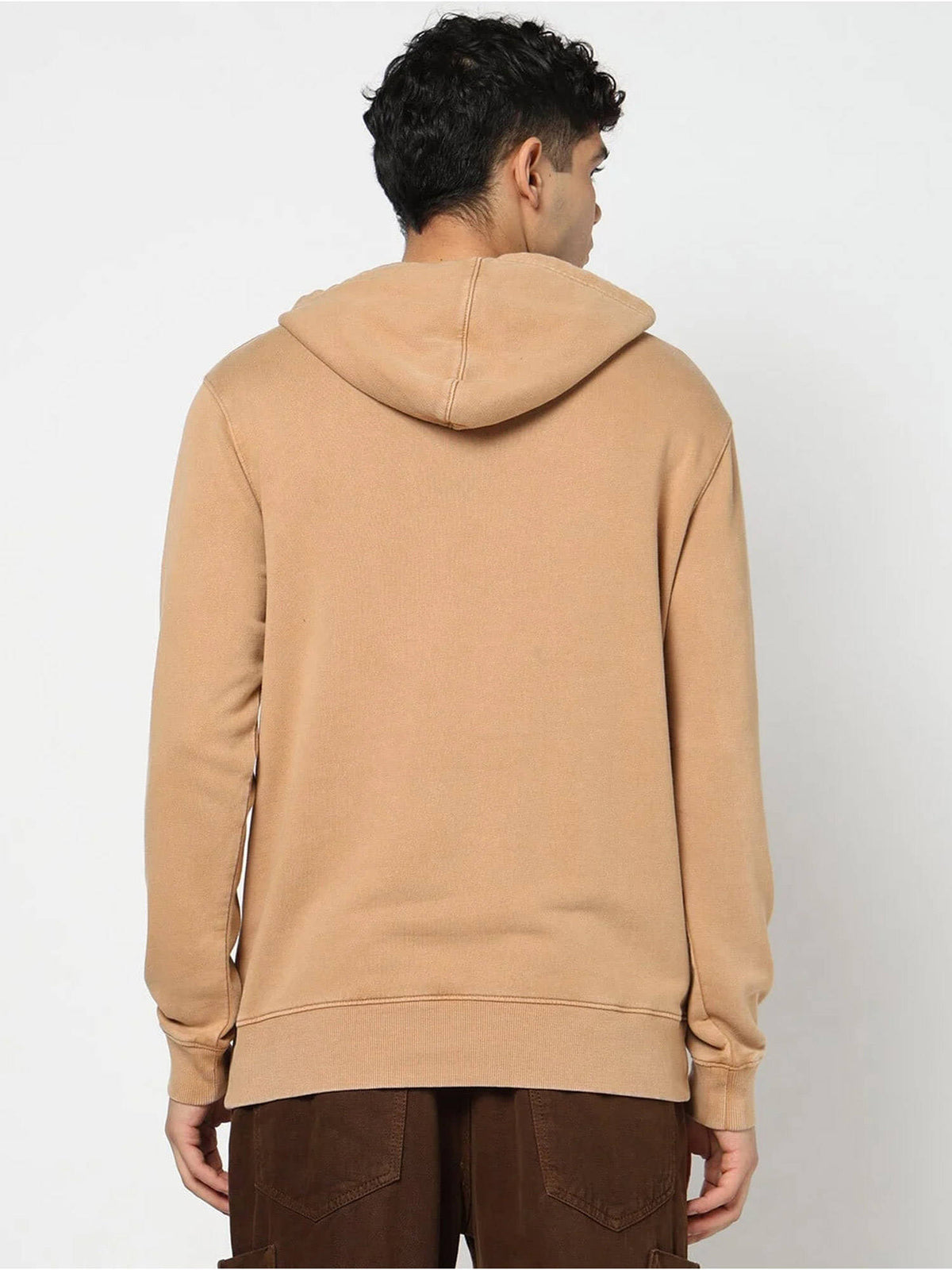 Biege Men's Logo Print Hooded Full Sleeves Hoodie Sweatshirt | HD56 - view 2
