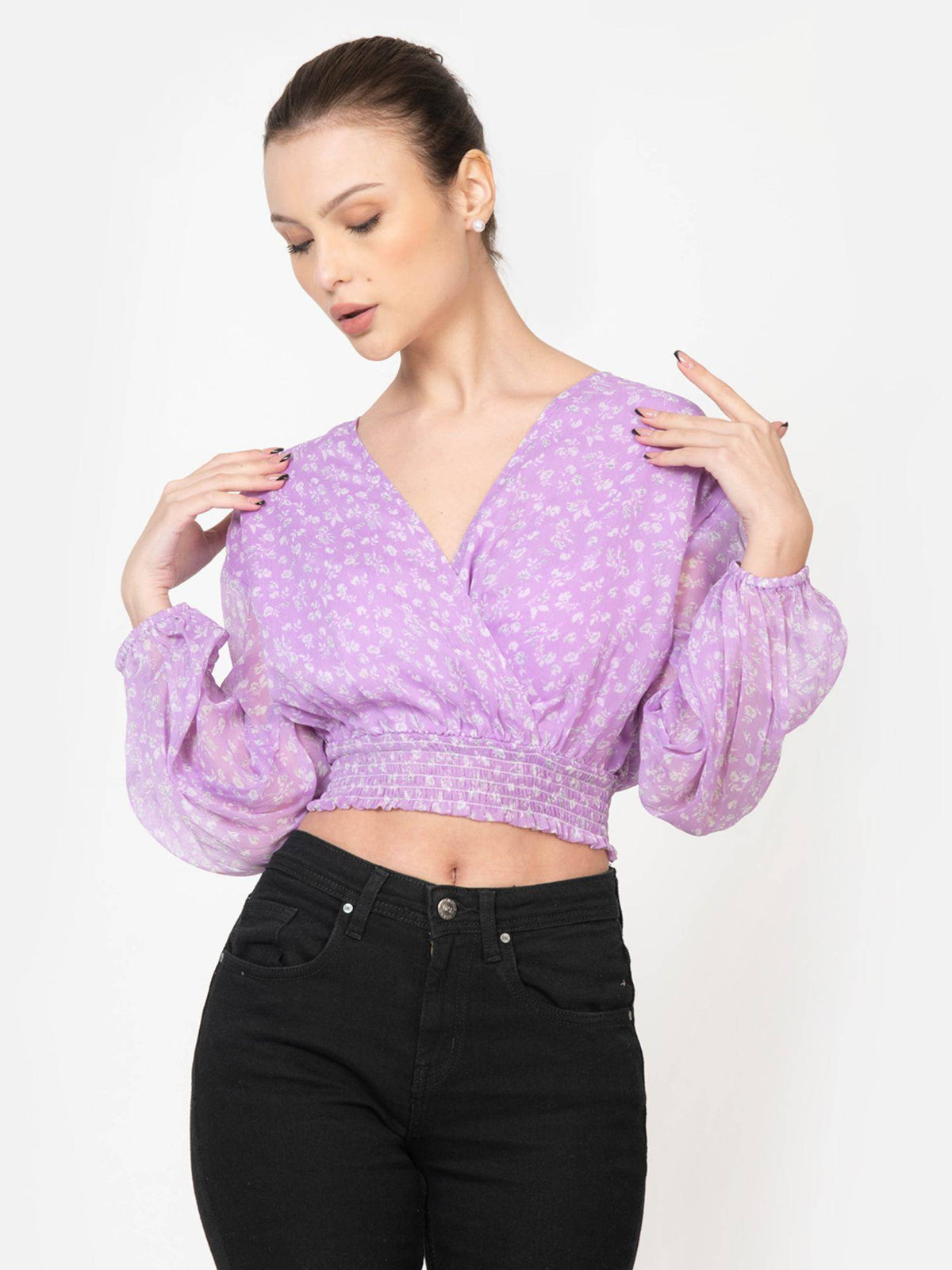 Womens Lavender Crop Top | CT61 - view 1