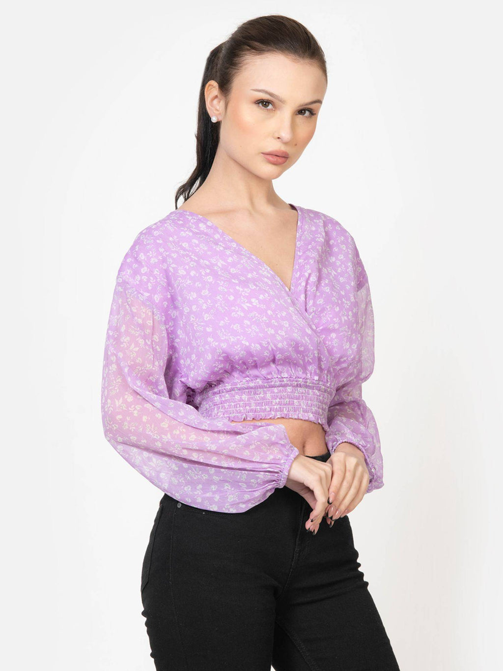 Womens Lavender Crop Top | CT61 - view 3