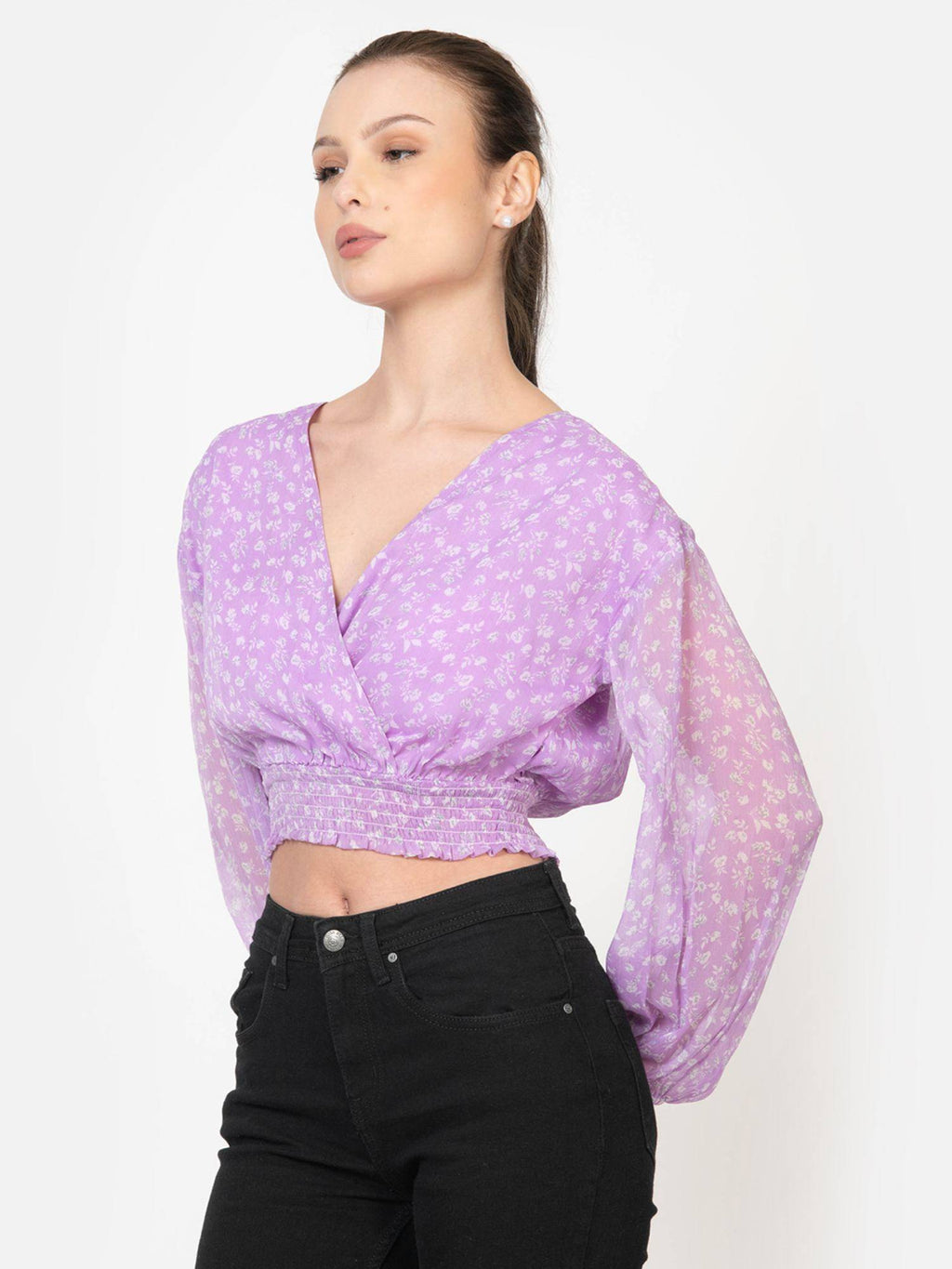 Womens Lavender Crop Top | CT61 - view 4