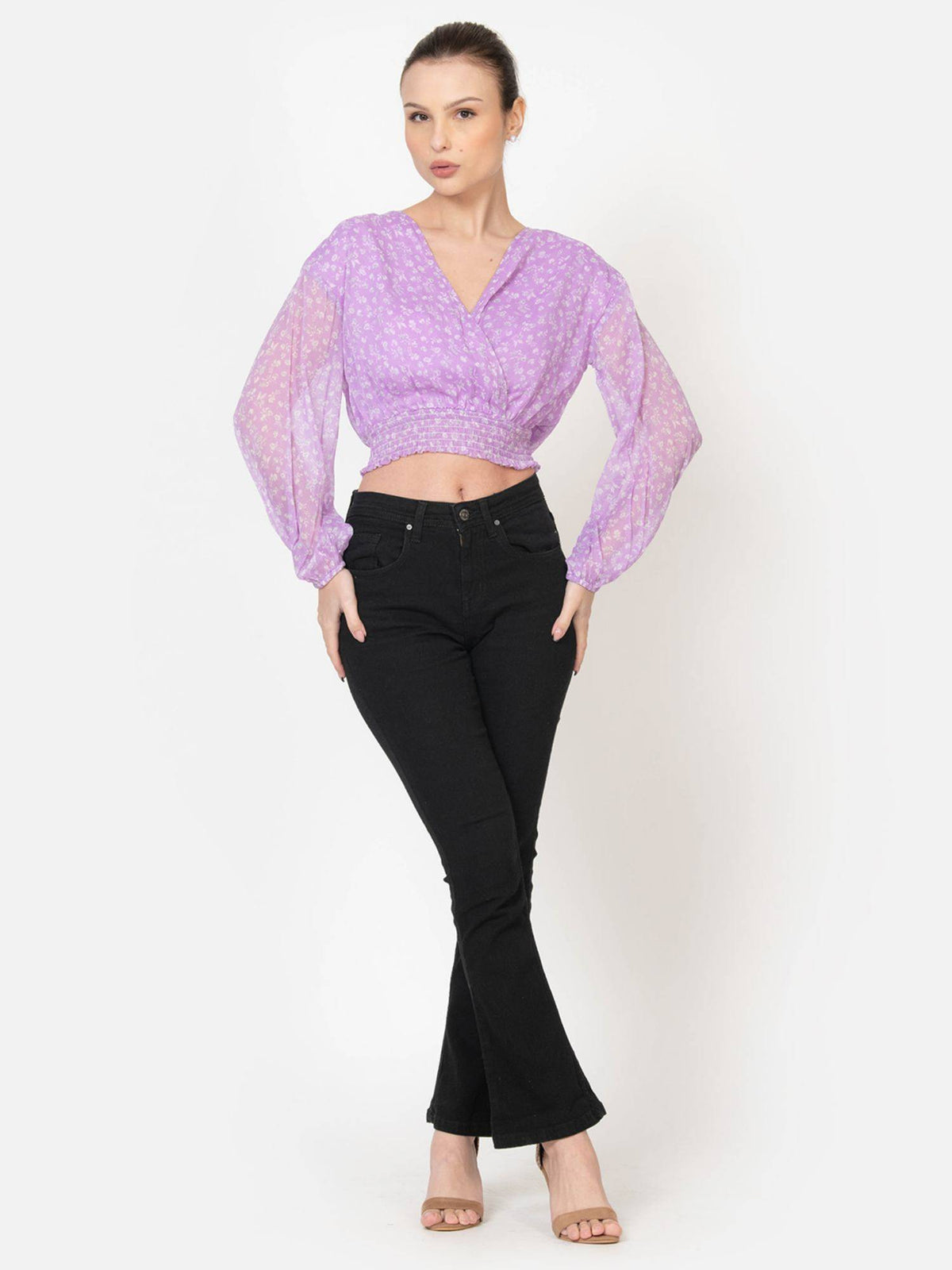 Womens Lavender Crop Top | CT61 - view 6